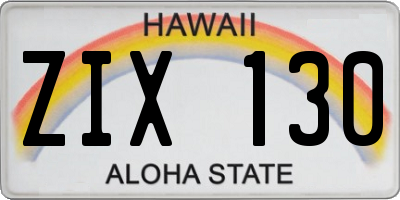 HI license plate ZIX130