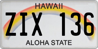 HI license plate ZIX136