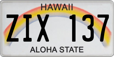 HI license plate ZIX137