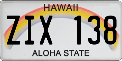 HI license plate ZIX138