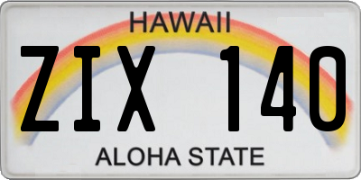 HI license plate ZIX140