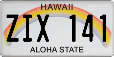 HI license plate ZIX141