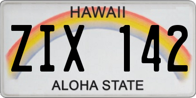 HI license plate ZIX142