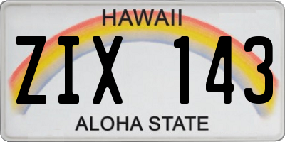 HI license plate ZIX143