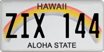 HI license plate ZIX144