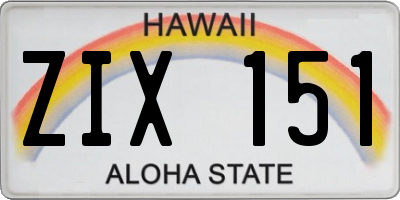 HI license plate ZIX151