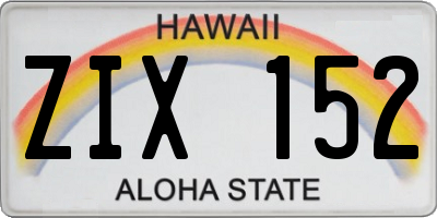 HI license plate ZIX152