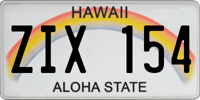 HI license plate ZIX154