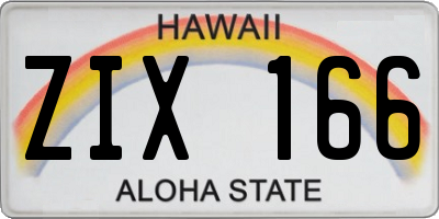 HI license plate ZIX166