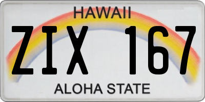HI license plate ZIX167