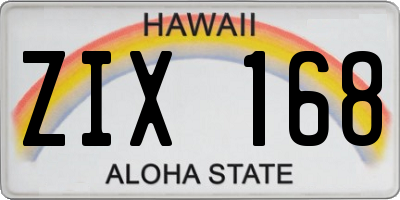 HI license plate ZIX168