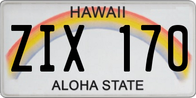 HI license plate ZIX170