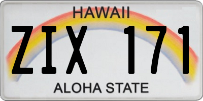 HI license plate ZIX171