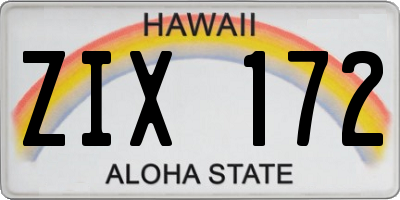 HI license plate ZIX172