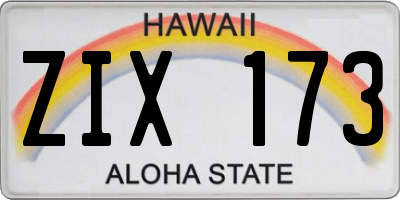 HI license plate ZIX173