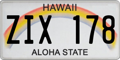 HI license plate ZIX178