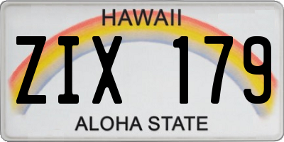 HI license plate ZIX179