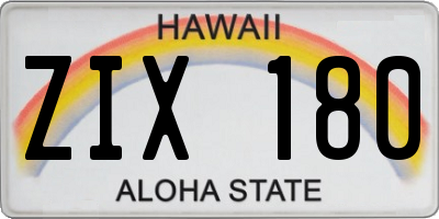 HI license plate ZIX180