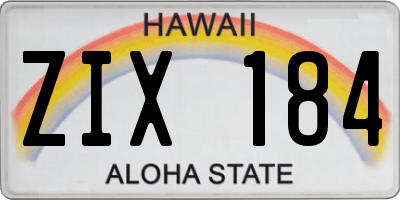 HI license plate ZIX184
