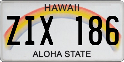 HI license plate ZIX186
