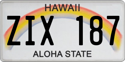 HI license plate ZIX187