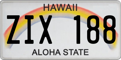 HI license plate ZIX188