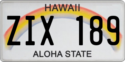 HI license plate ZIX189