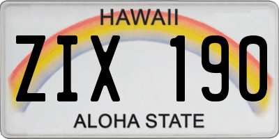 HI license plate ZIX190