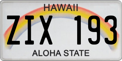 HI license plate ZIX193