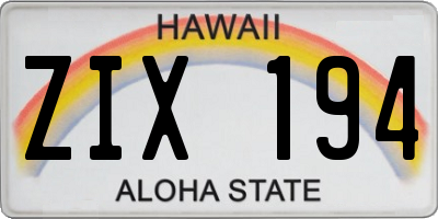 HI license plate ZIX194