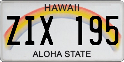 HI license plate ZIX195