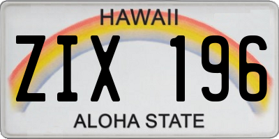 HI license plate ZIX196