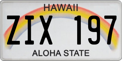 HI license plate ZIX197