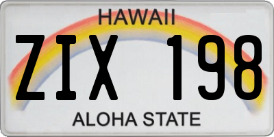 HI license plate ZIX198