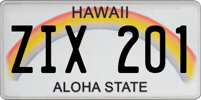 HI license plate ZIX201