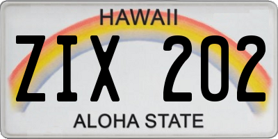 HI license plate ZIX202