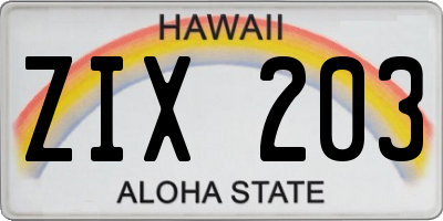 HI license plate ZIX203