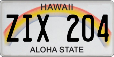 HI license plate ZIX204