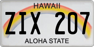 HI license plate ZIX207
