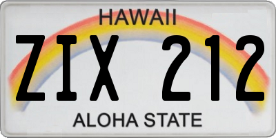 HI license plate ZIX212
