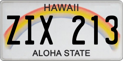 HI license plate ZIX213