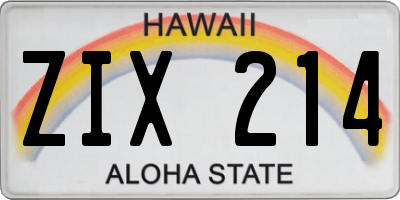 HI license plate ZIX214