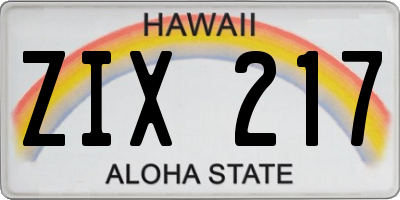 HI license plate ZIX217