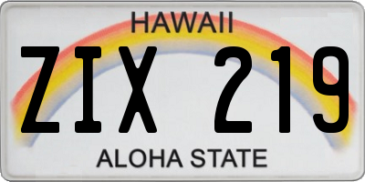 HI license plate ZIX219