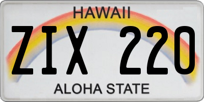 HI license plate ZIX220