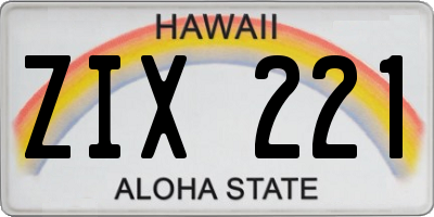 HI license plate ZIX221