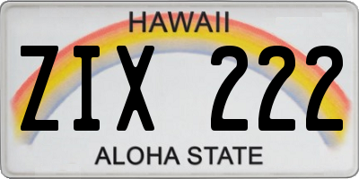 HI license plate ZIX222