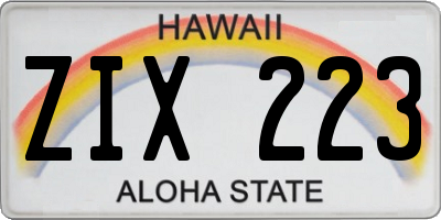 HI license plate ZIX223