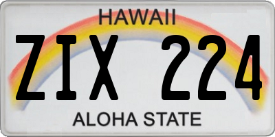 HI license plate ZIX224
