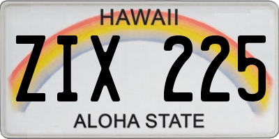 HI license plate ZIX225